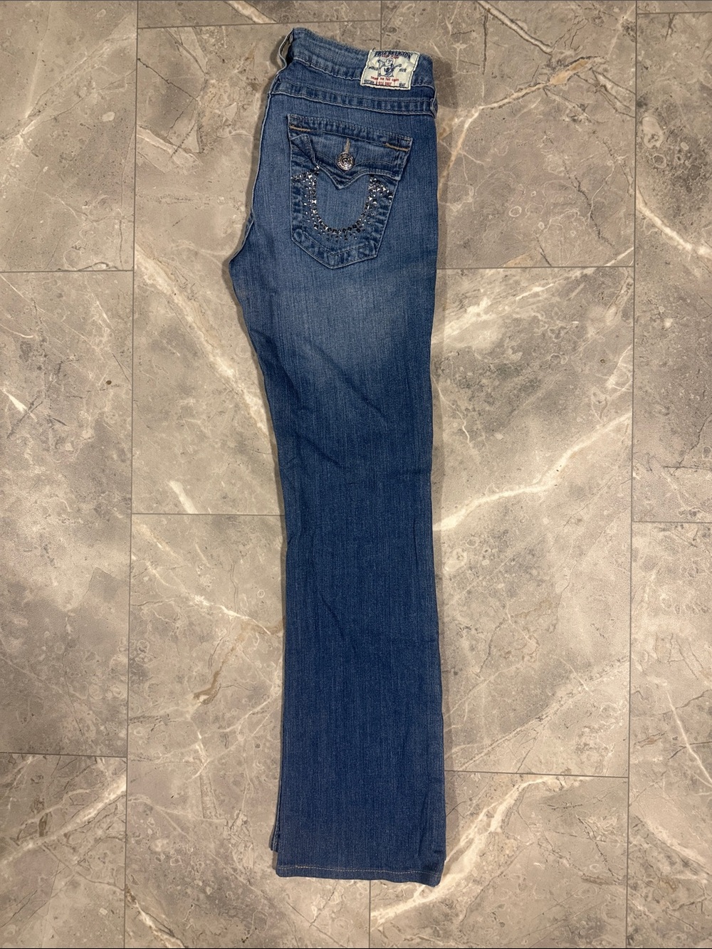 True Religion Dark Blue Embellished Boot Cut Jeans